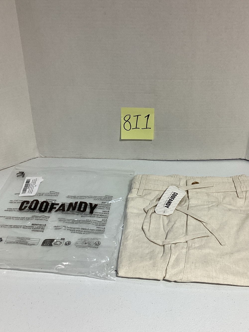 COOFANDY Men's Lightweight Beige Linen-Blend Chinos
